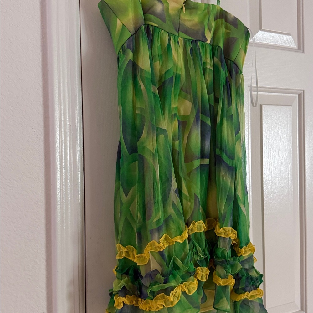 Green Ruffled Mini Dress - Unbranded - Picture 5 of 5